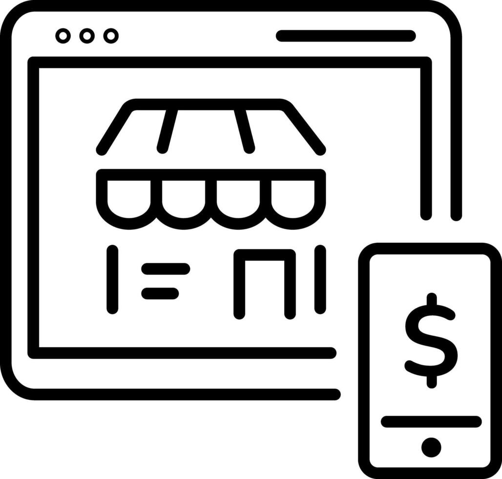 A line style icon of an online marketplace vector