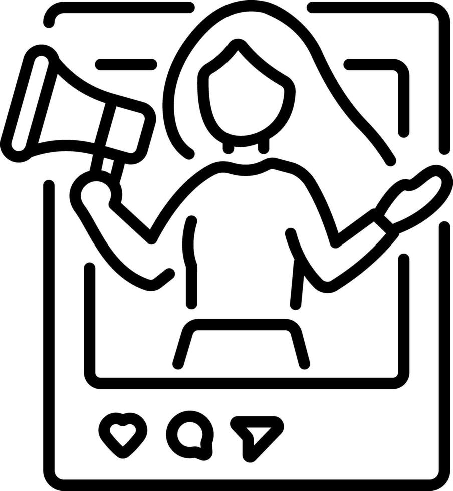 A linear style icon of social media influencer vector