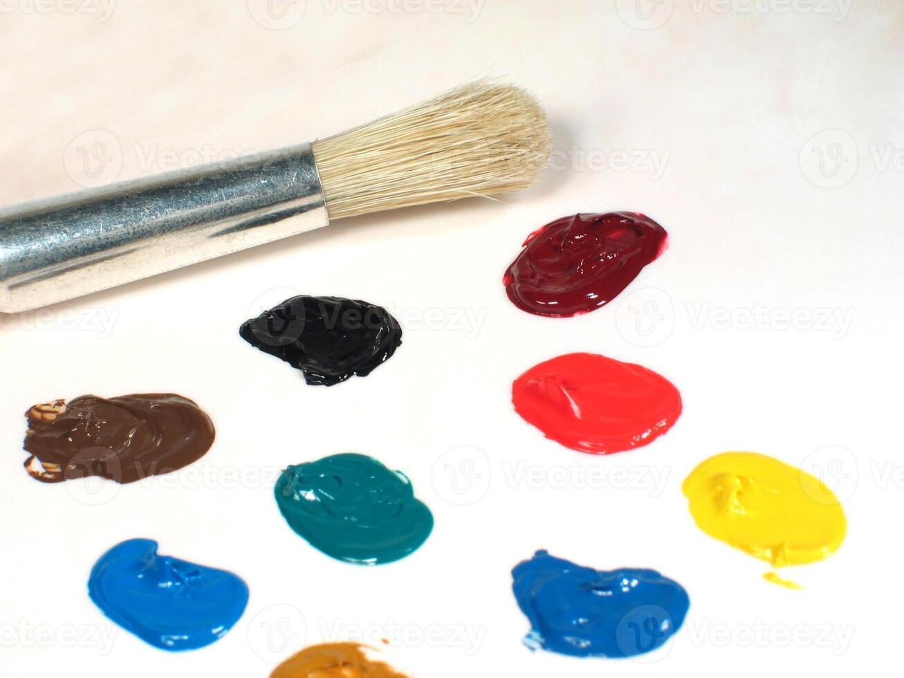 Artist s Watercolor Paint Palette and Brush photo