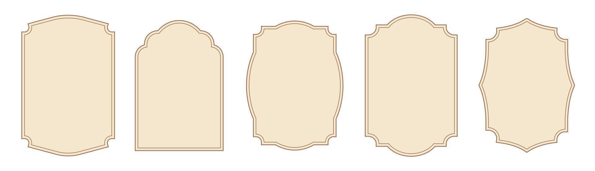 Brown geometric vintage frames. Collection of retro labels. Abstract geometric grunge shape elements. vector