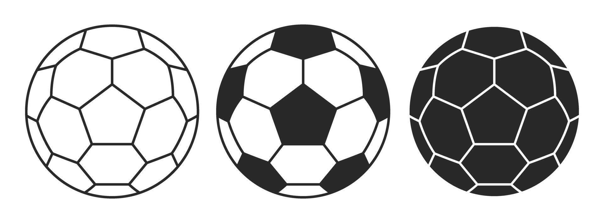 Football stylish icon set illustration. Soccer sports ball in different style vector