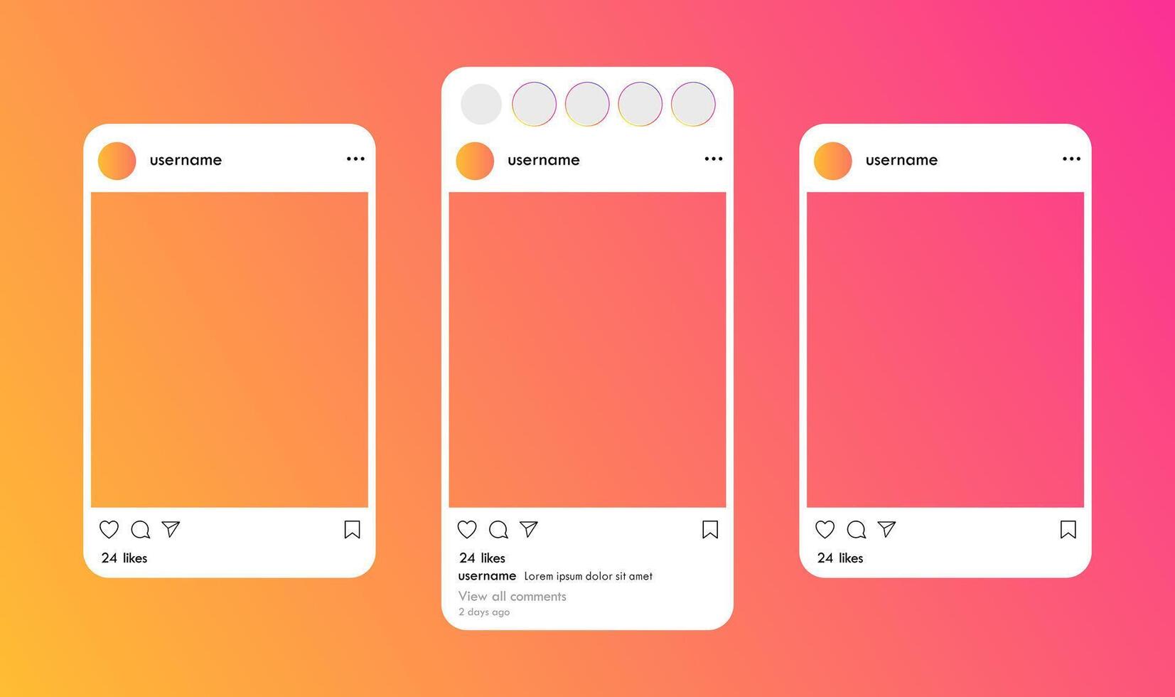 Social network story and post blank layout frame mockup template illustration vector