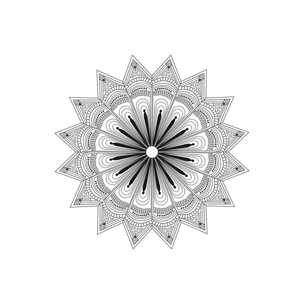 Monochrome Mandala Design with Geometric Shapes and Floral Motifs for Calmness and Spiritual Connection vector