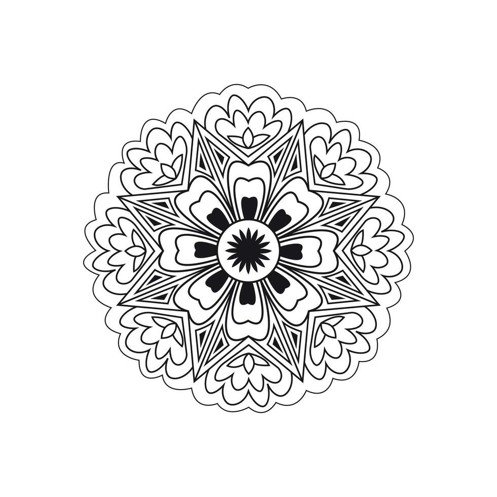 Detailed Mandala Art Featuring Floral Patterns and Geometric Shapes in Monochrome for Meditation and Spiritual Reflection vector