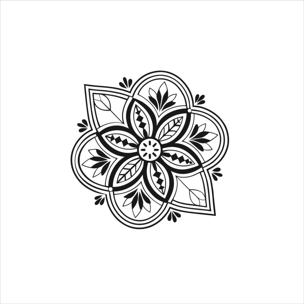 Unique Hand Drawn Floral Mandala Illustration in Black and White for Coloring Pages vector