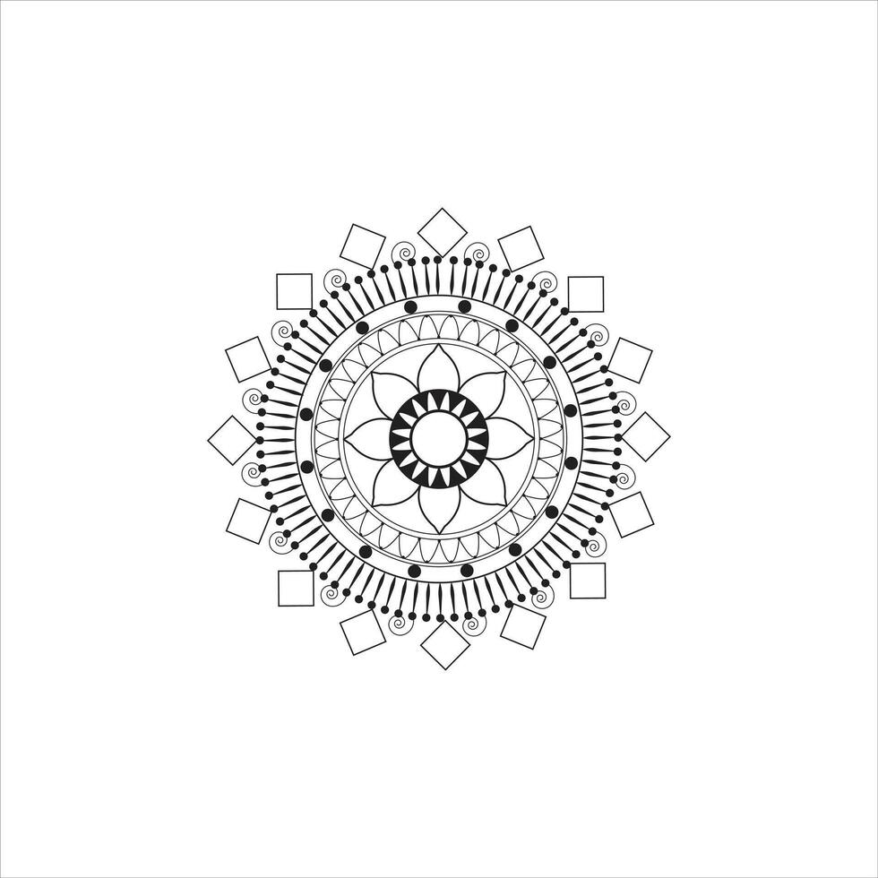 Perfect Hand Drawn Floral Mandala Pattern in Black and White for Art Projects vector