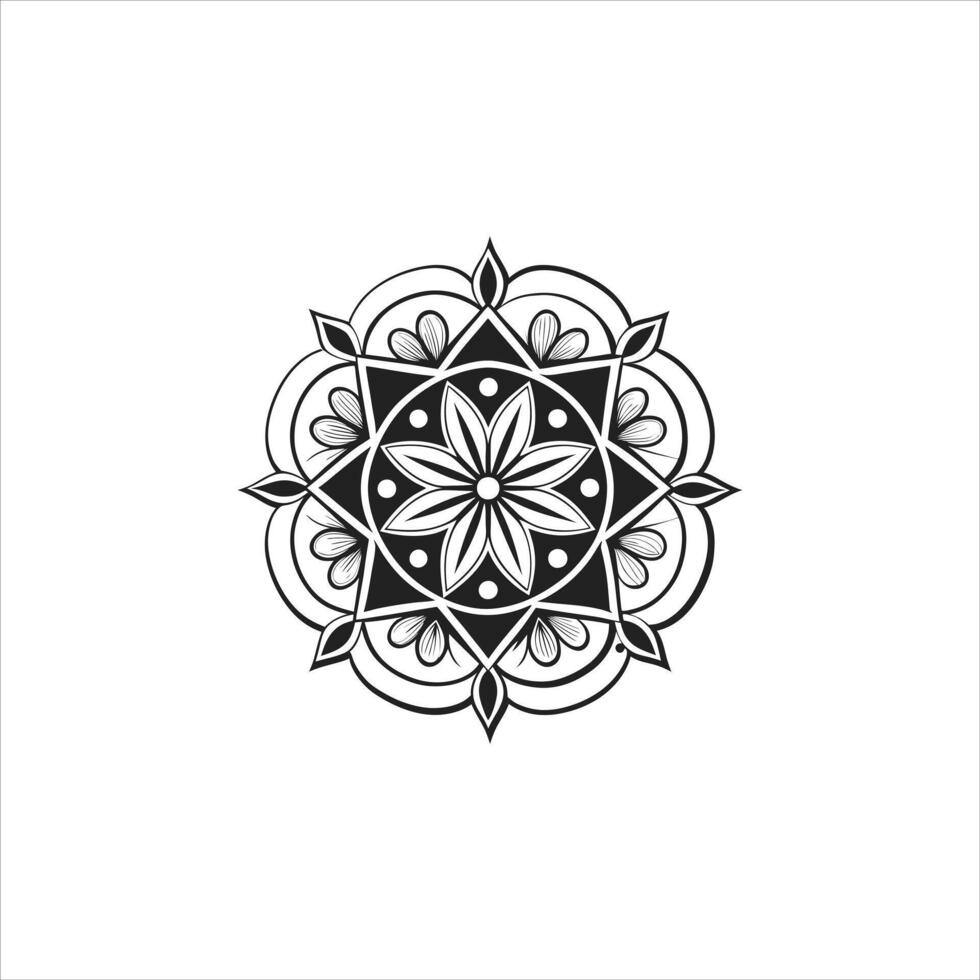 High Quality Hand Drawn Floral Mandala Art in Black and White for Digital Use vector