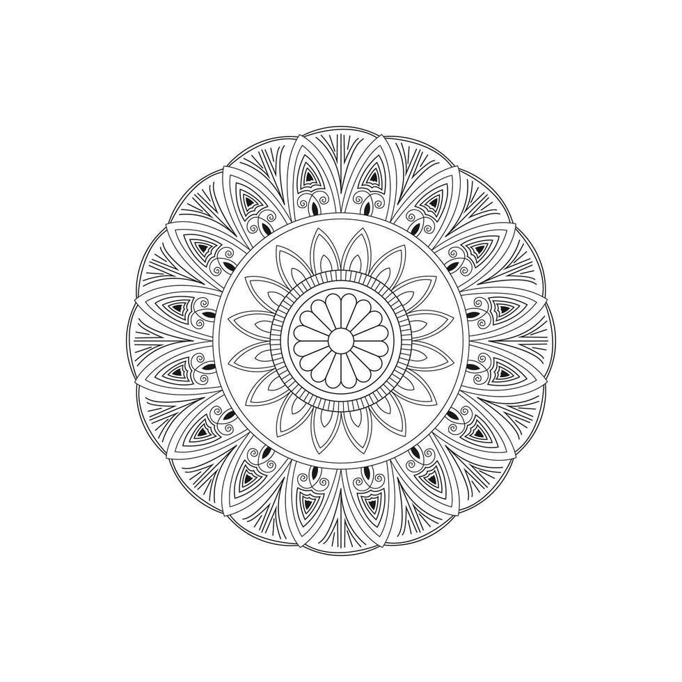 Elegant Mandala Art with Symmetrical Patterns and Delicate Linework in Black and White for Mindfulness and Meditation vector