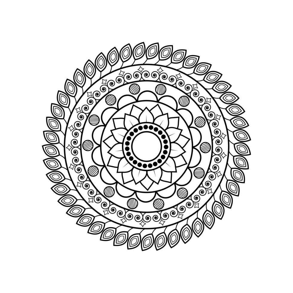 Floral Mandala Design with Geometric Patterns and Decorative Borders for Meditation and Spiritual Healing vector