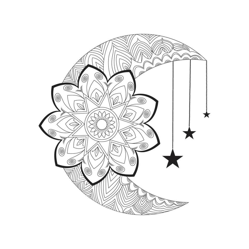 Detailed Black and White Mandala Illustration with Ornament vector