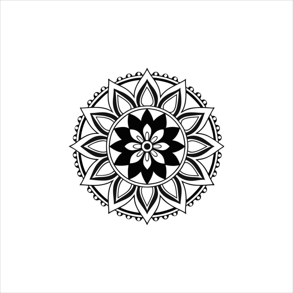 Modern and Traditional Black and White Floral Mandala Artwork for Decor vector