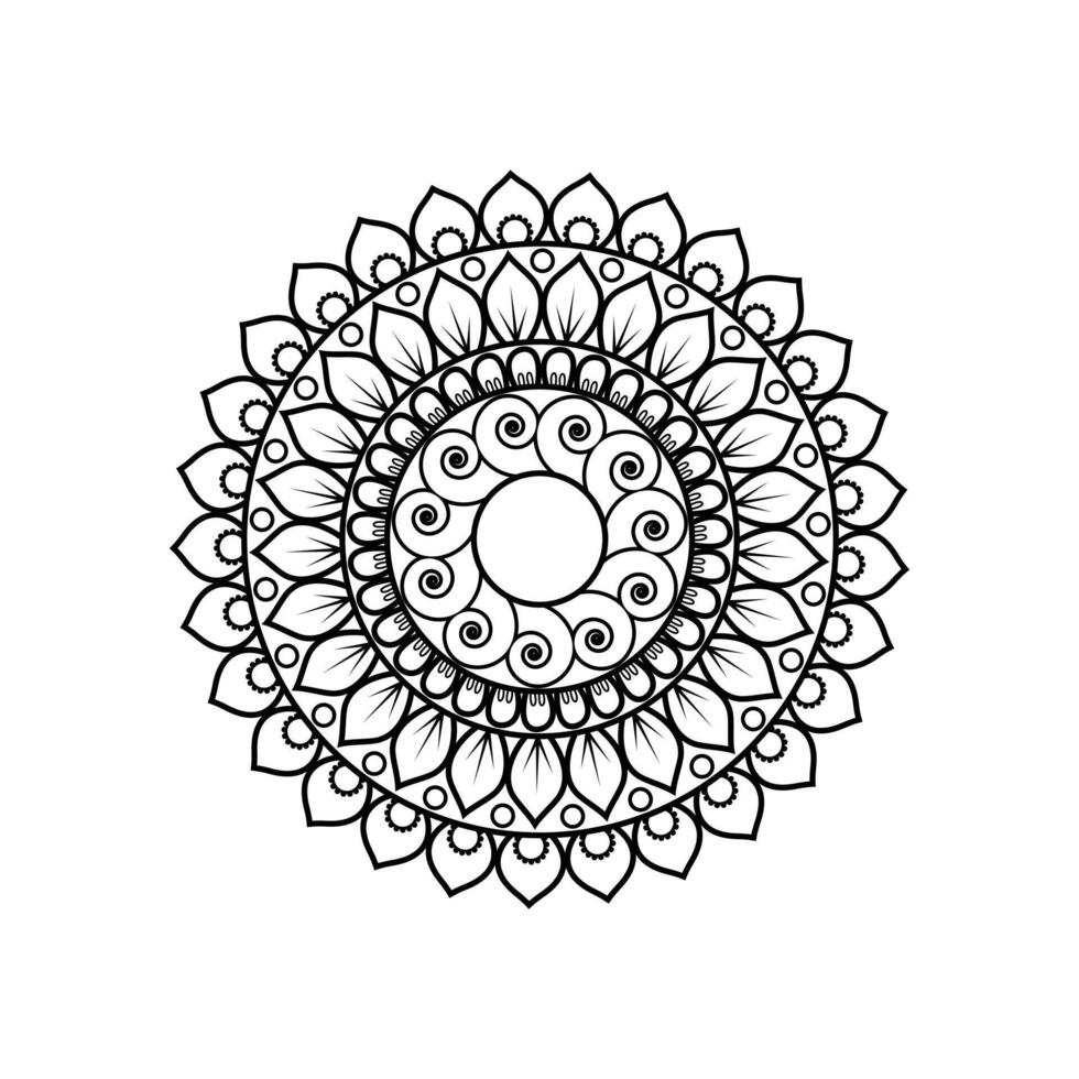 Mandala Artwork with Radial Composition and Decorative Medallion Elements in Black and White vector