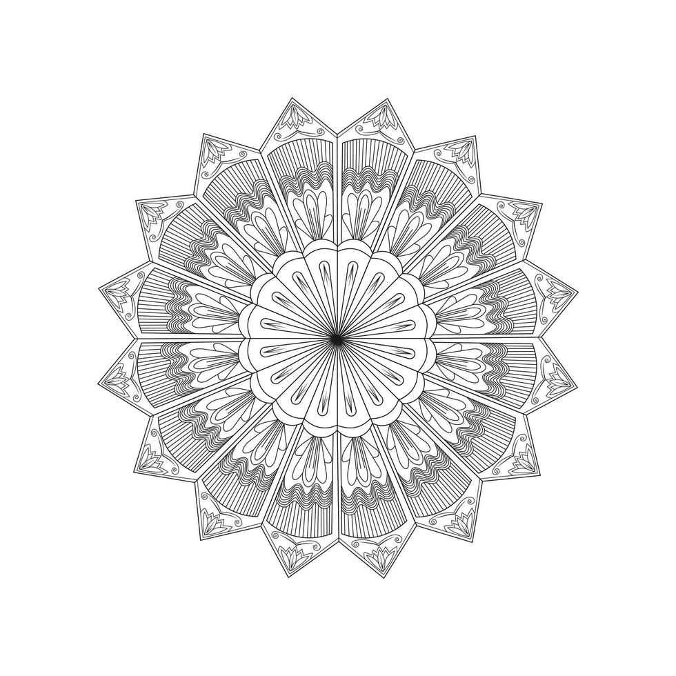 WebIntricate Mandala Design with Symmetrical Geometric Shapes and Floral Motifs in Black and White for Meditation and Spiritual Art vector