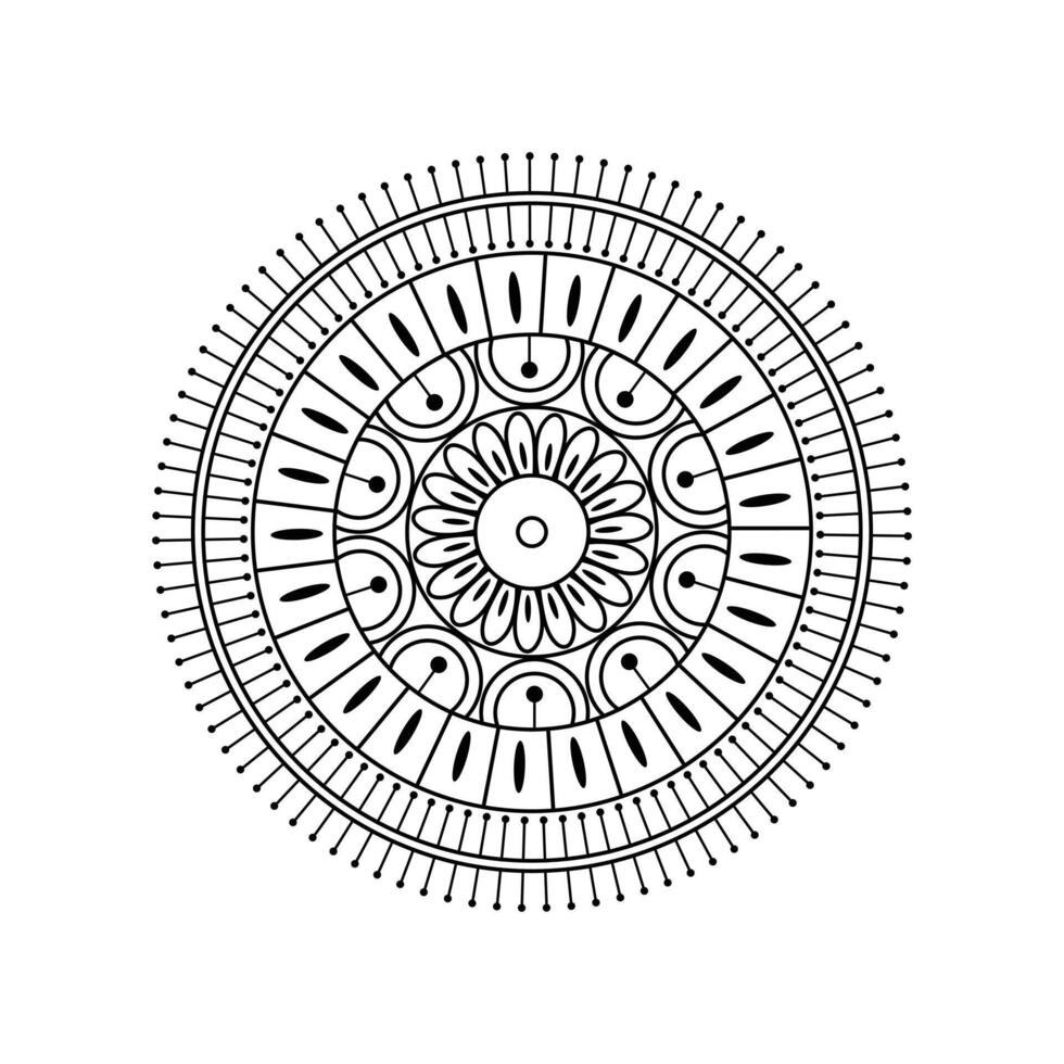 Illustration of a Mesmerizing Mandala Design with Floral in Black and White vector