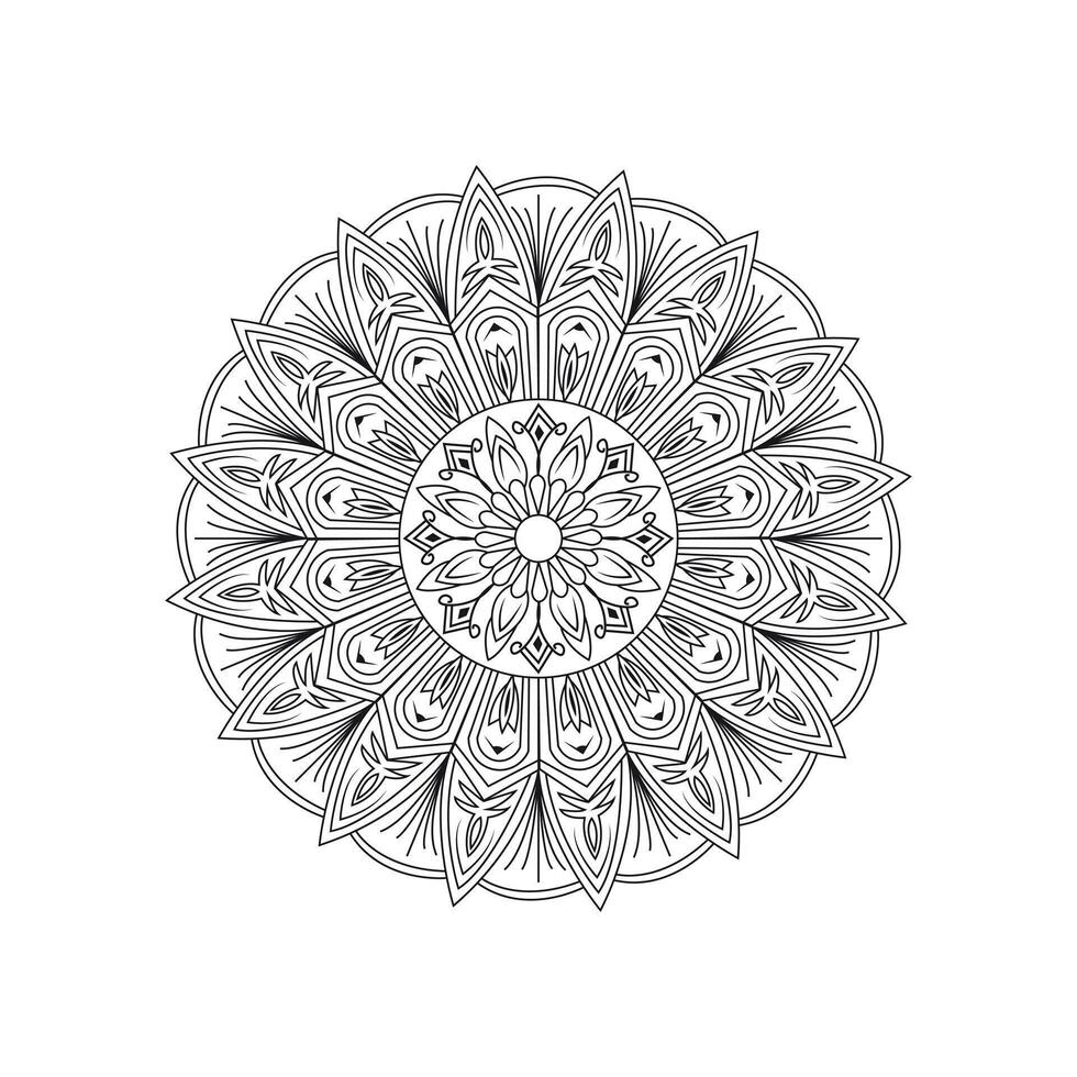 Monochrome Mandala Art with Balanced Composition and Decorative Borders for Spiritual Mindfulness and Calm vector