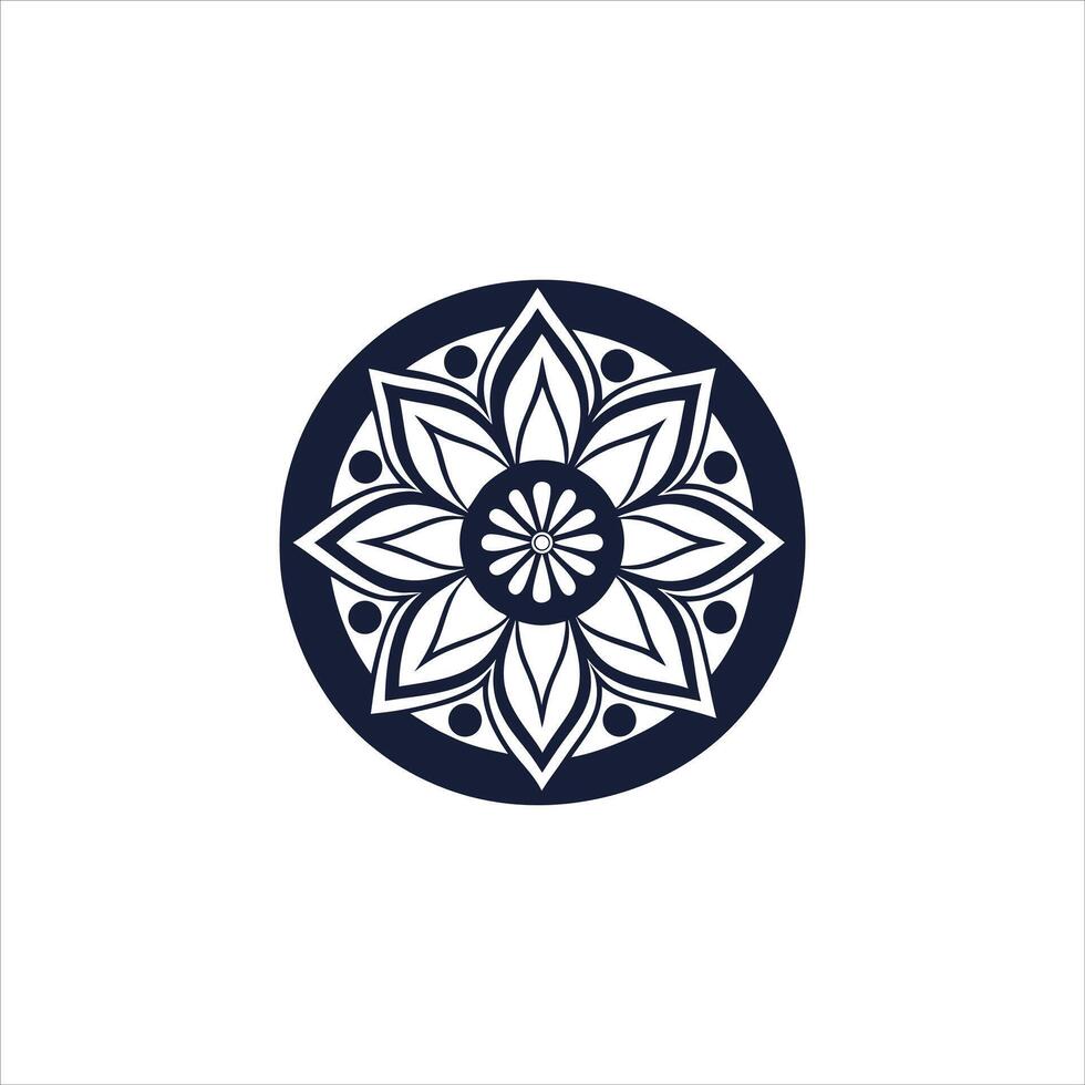 Simple Yet Elegant Hand Drawn Floral Mandala in Black and White for Artwork vector