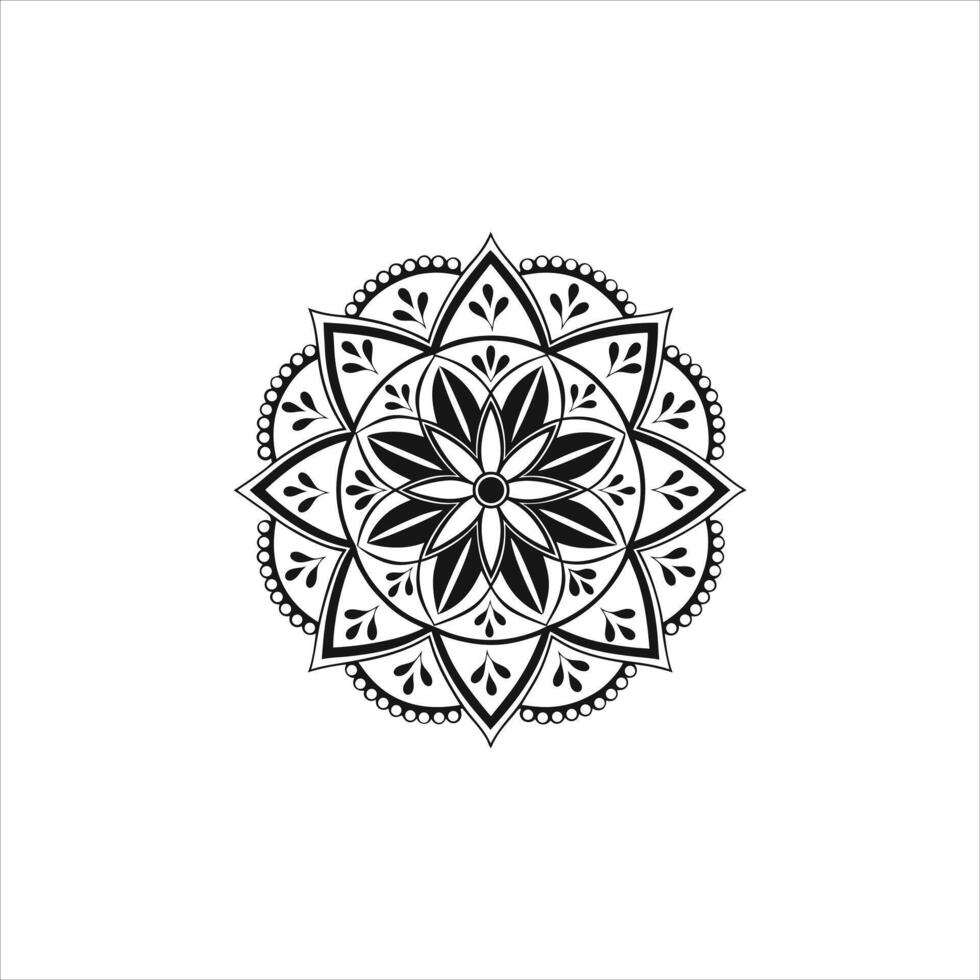 Inspirational Hand Drawn Floral Mandala Art in Black and White for Artists vector