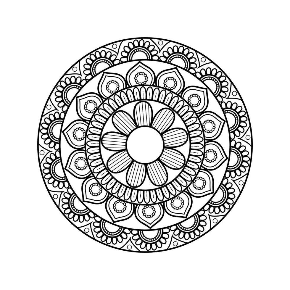 Black and White Mandala Artwork with Symmetrical Geometry and Ornate Details for Spiritual Reflection and Meditation vector