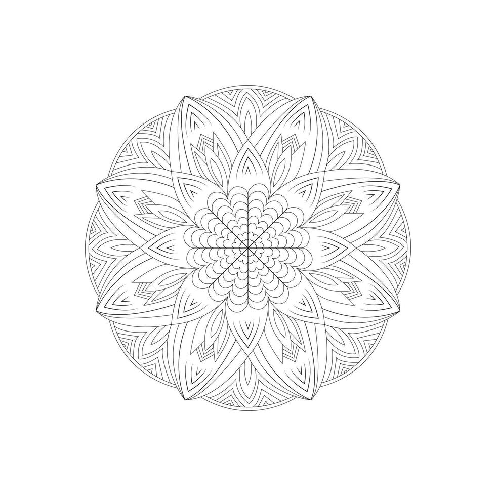 Hand-Drawn Mandala Design with Decorative Borders and Concentric Circles in Black and White for Zen and Spiritual Growth vector