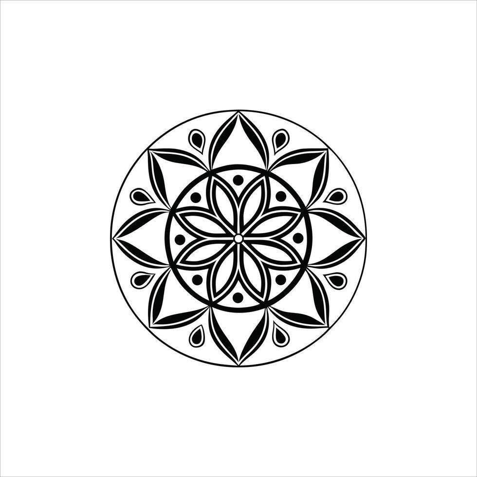 Hand Sketched Floral Mandala Design in Black and White for Therapy and Calmness vector