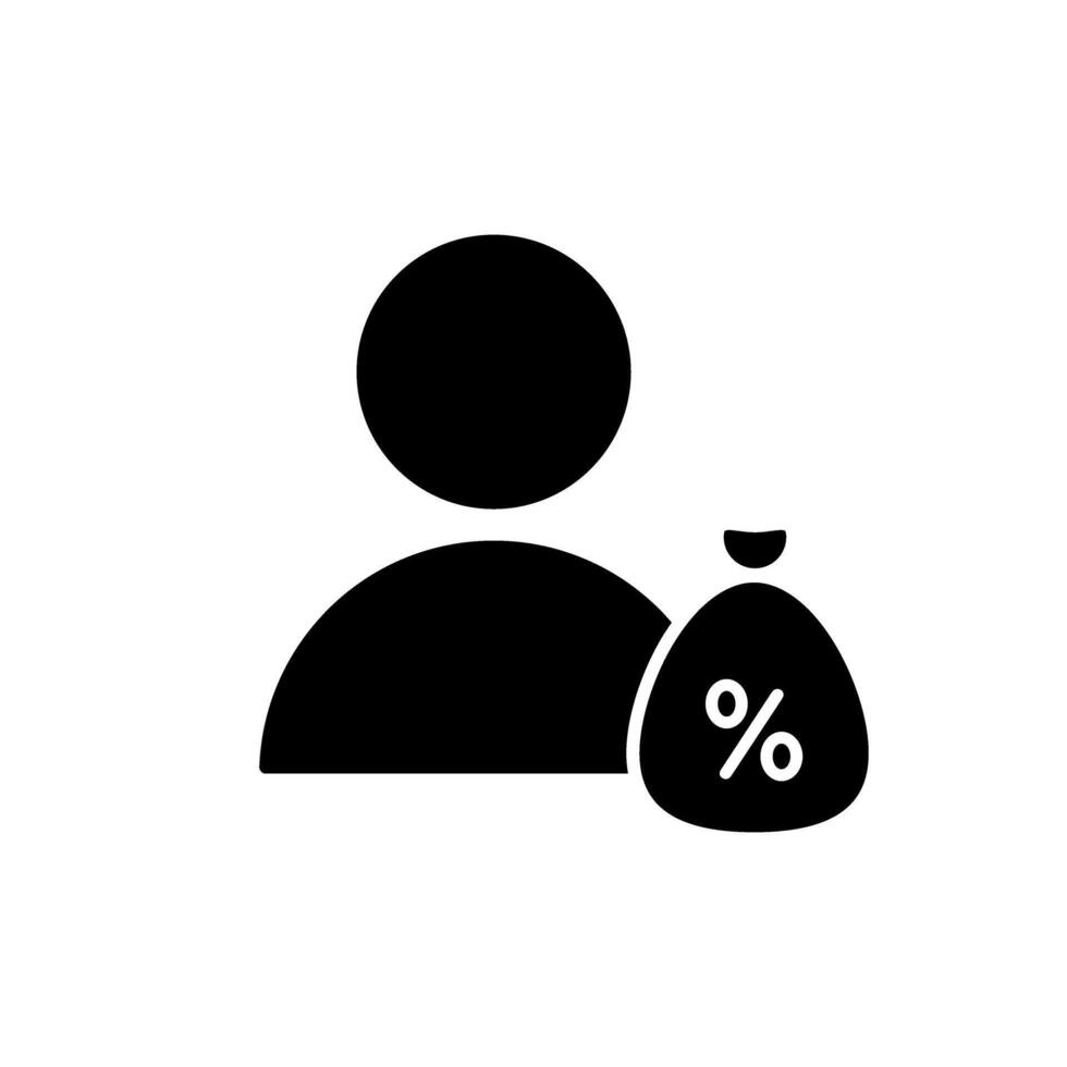 Avatar with money bag icon. Flat style black icon on white. vector