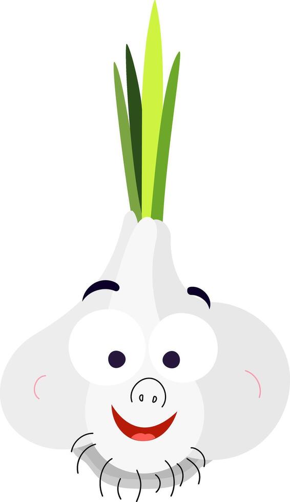 Cute garlic in cartoon style vector