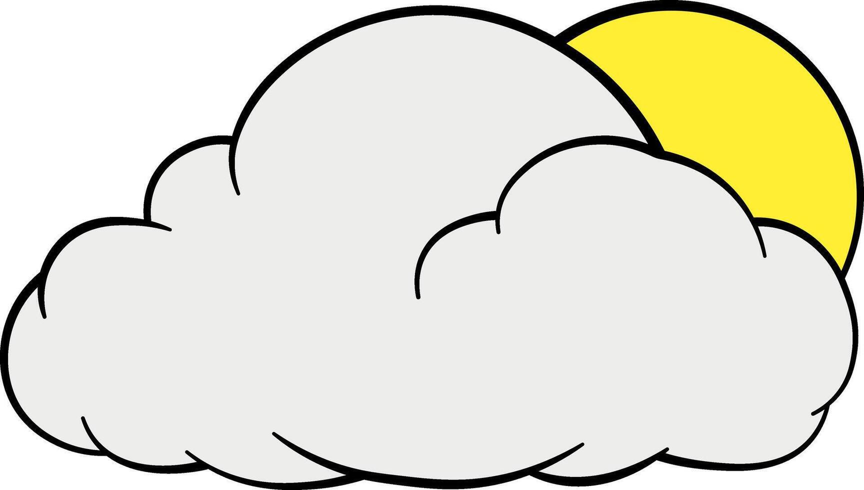 illustration white cloud with yellow sun no background vector