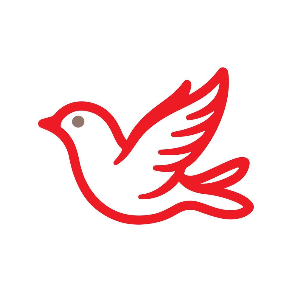 Abstract Red Outlined Bird Icon or Logo Design Template vector