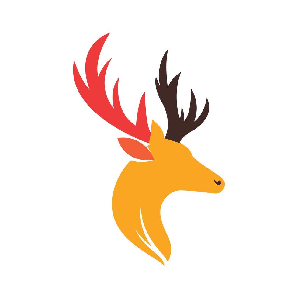 Abstract Deer Head with Colorful Antlers Icon or Logo Design Template vector