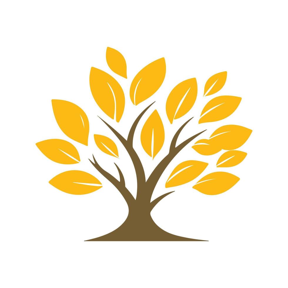 Abstract Tree with Yellow Leaves Icon or Logo Design Template vector