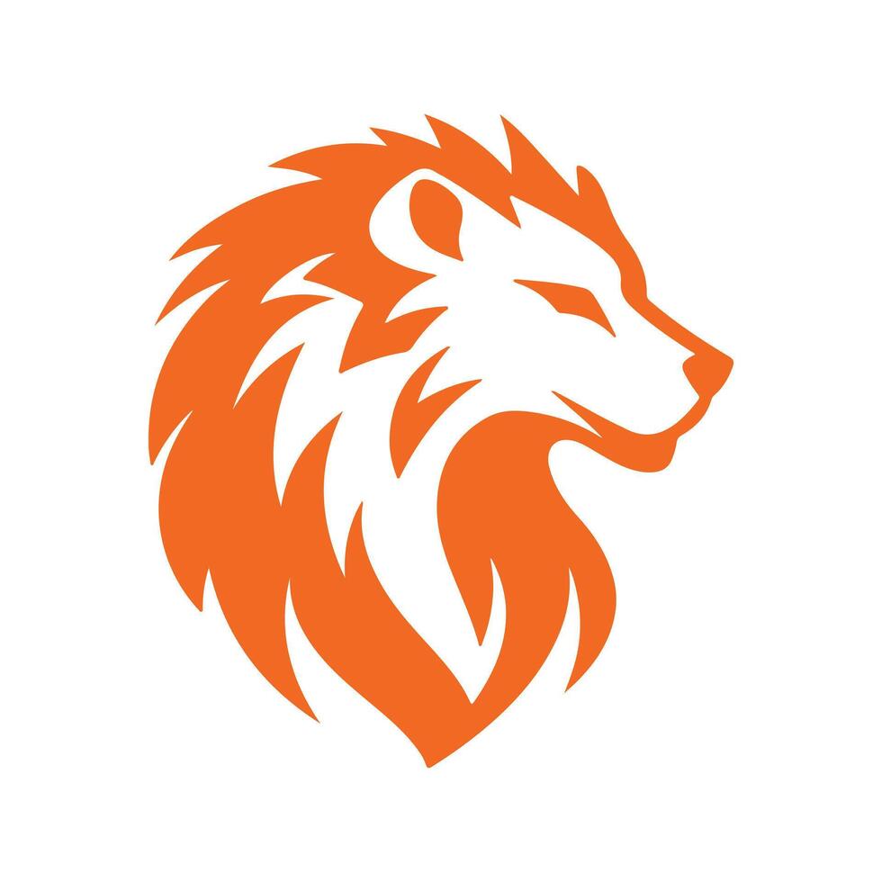 Abstract Orange and White Lion Head Icon or Logo Design Template vector