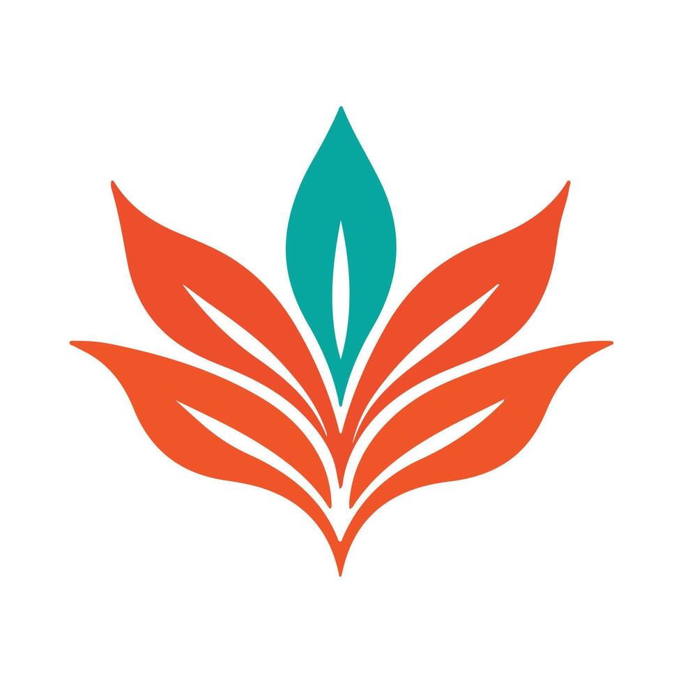 Abstract Orange and Teal Stylized Floral Icon or Logo Design Template vector