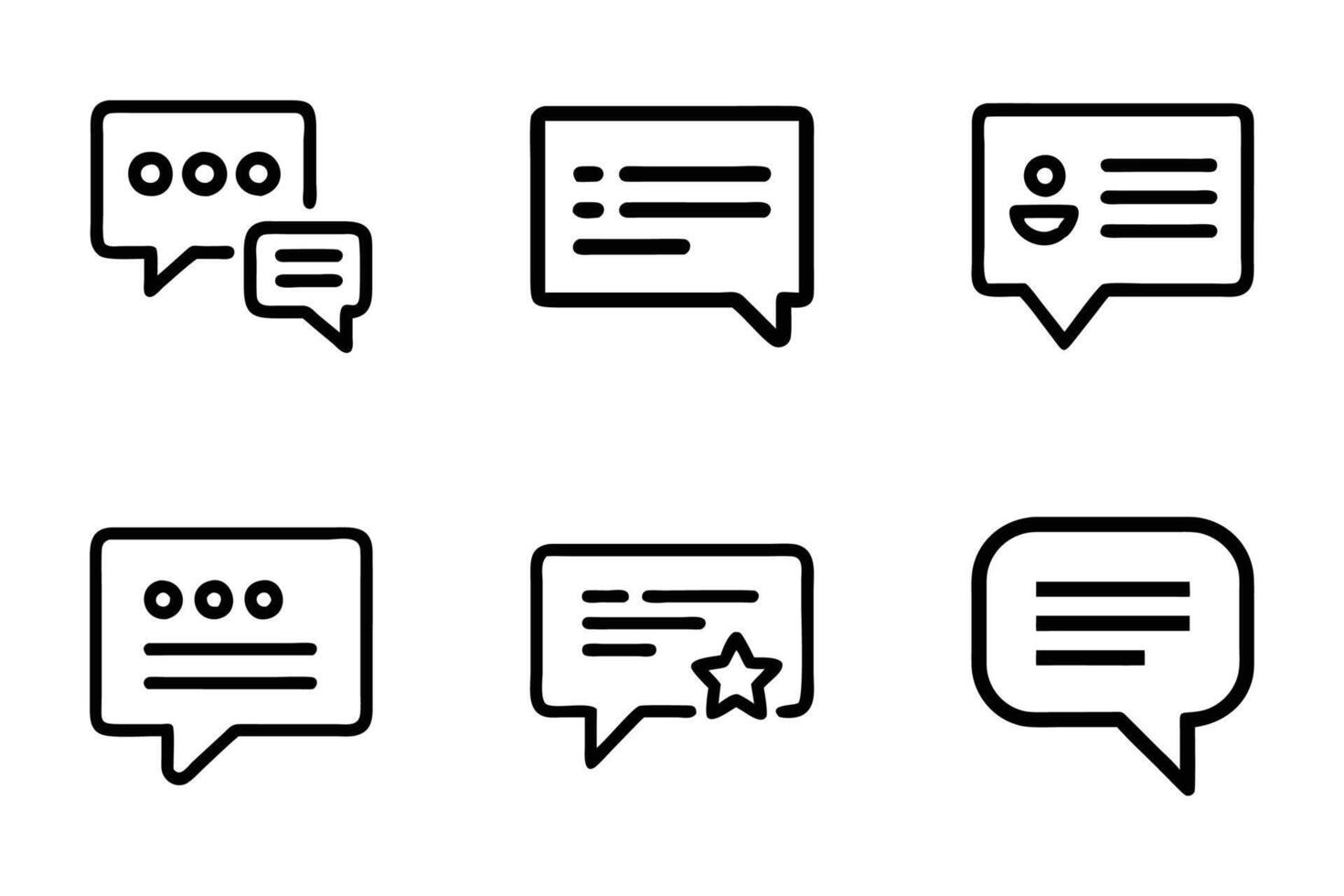 Comment icon collection in flat design with line art silhouette vector