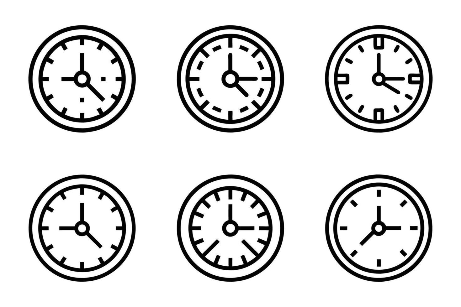 Clock isolated icon collection in flat line art style vector