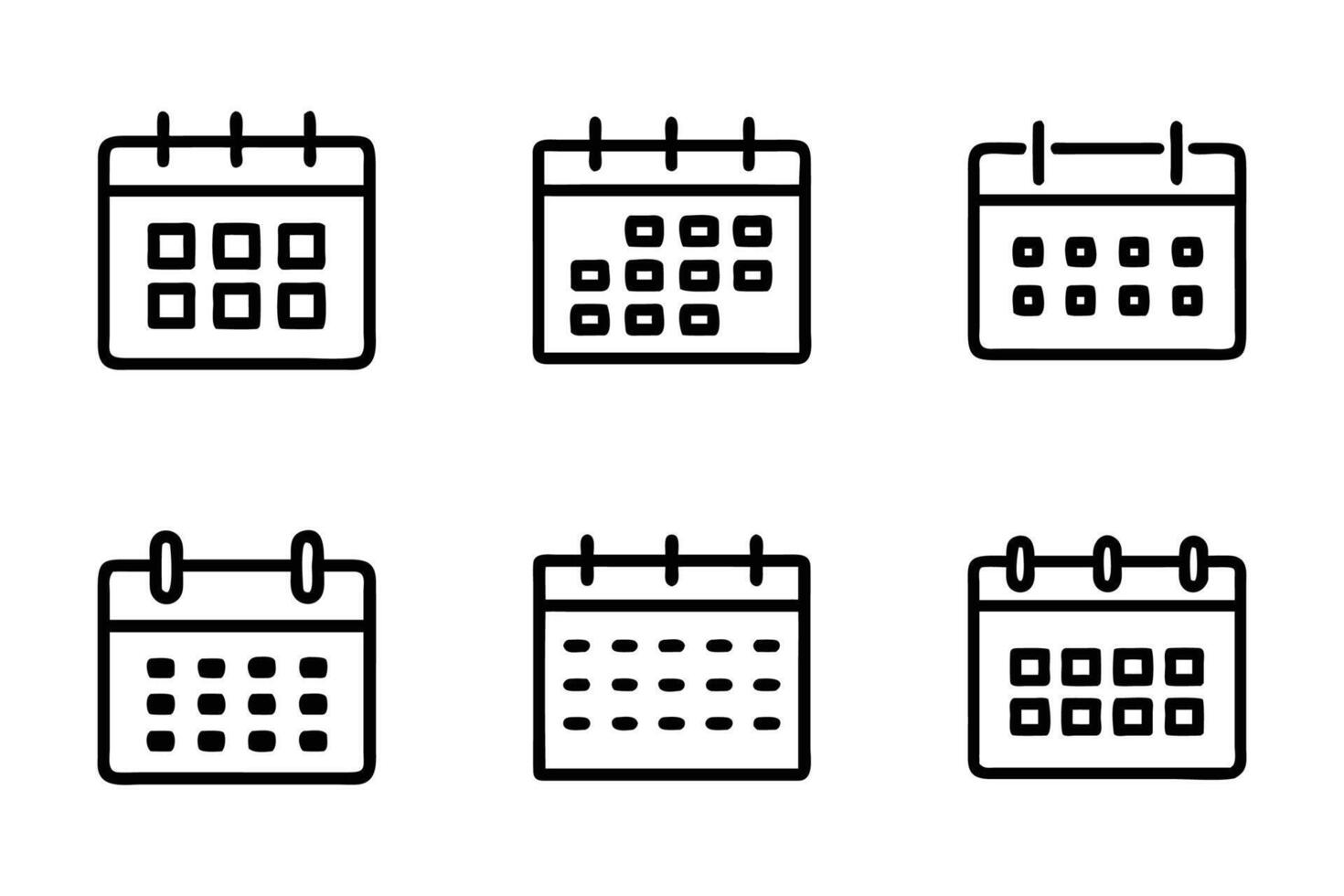 Calendar isolated icon collection in flat line art style vector