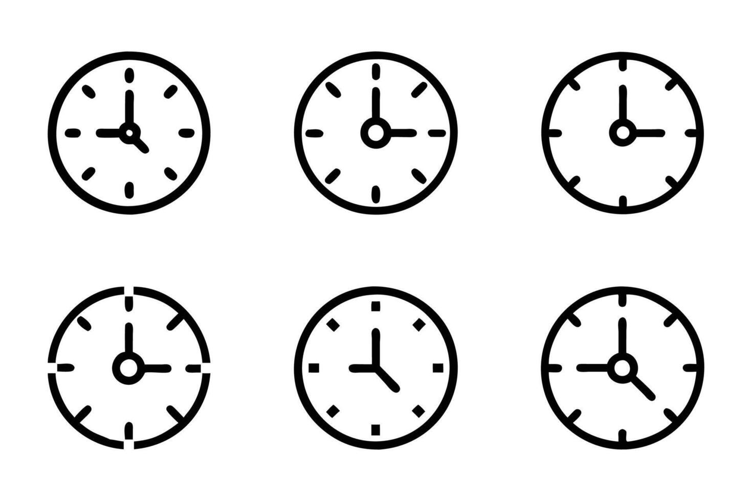 Clock isolated line art flat illustration icon collection vector
