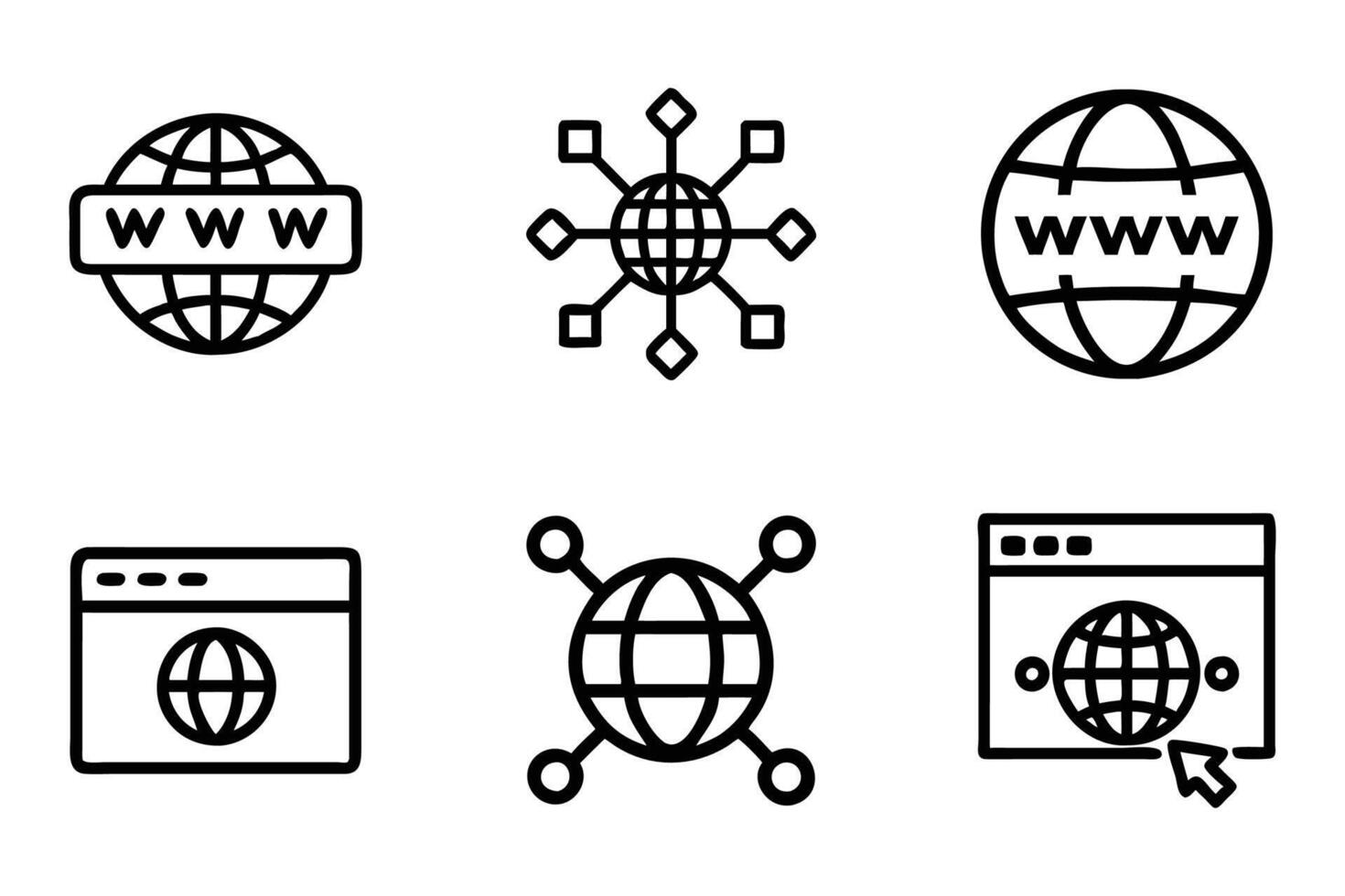 Browser flat illustration silhouette line art icon series vector
