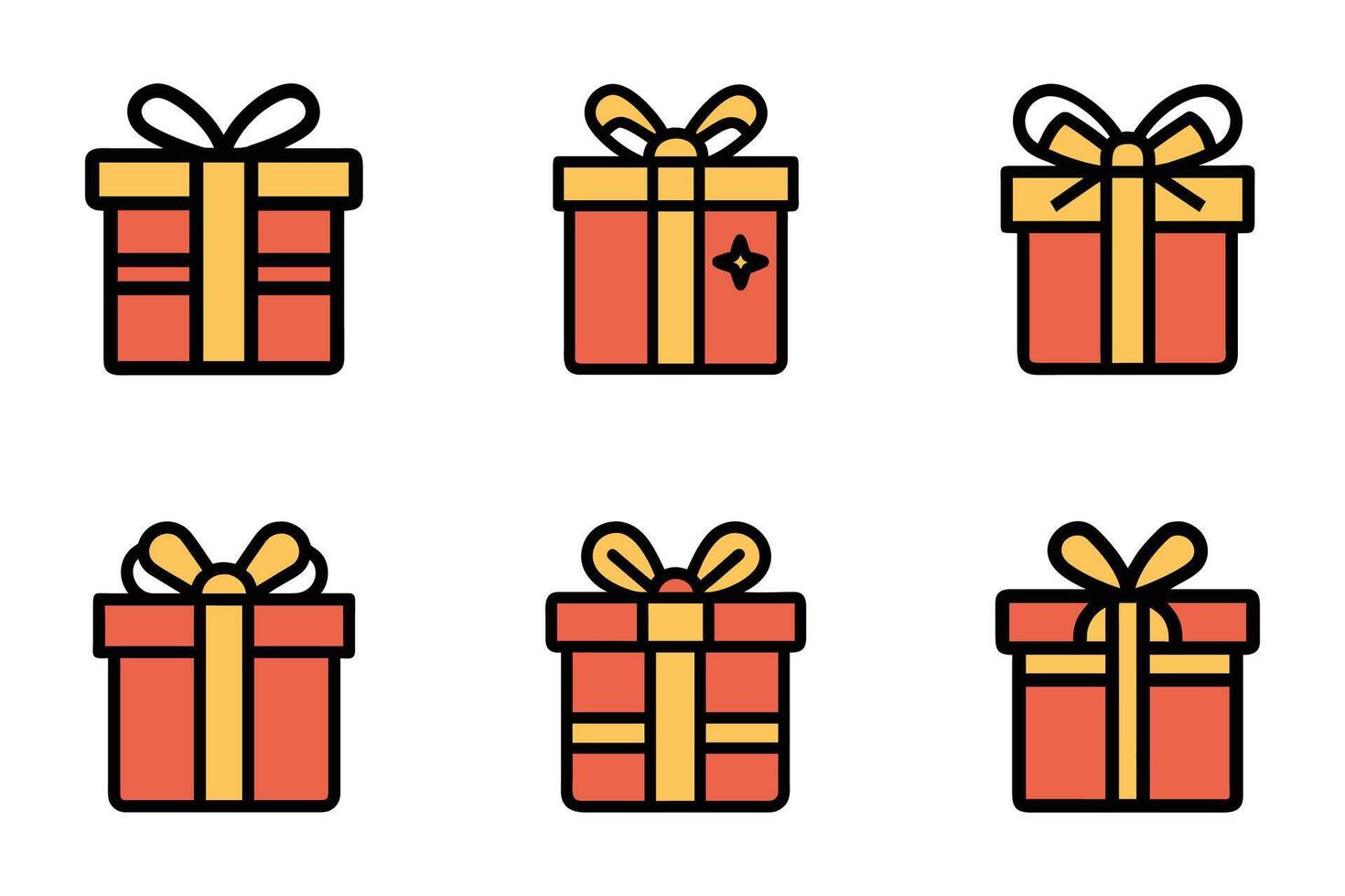 Clean Gift Box Icon Set Flat and Minimalistic Line Art vector