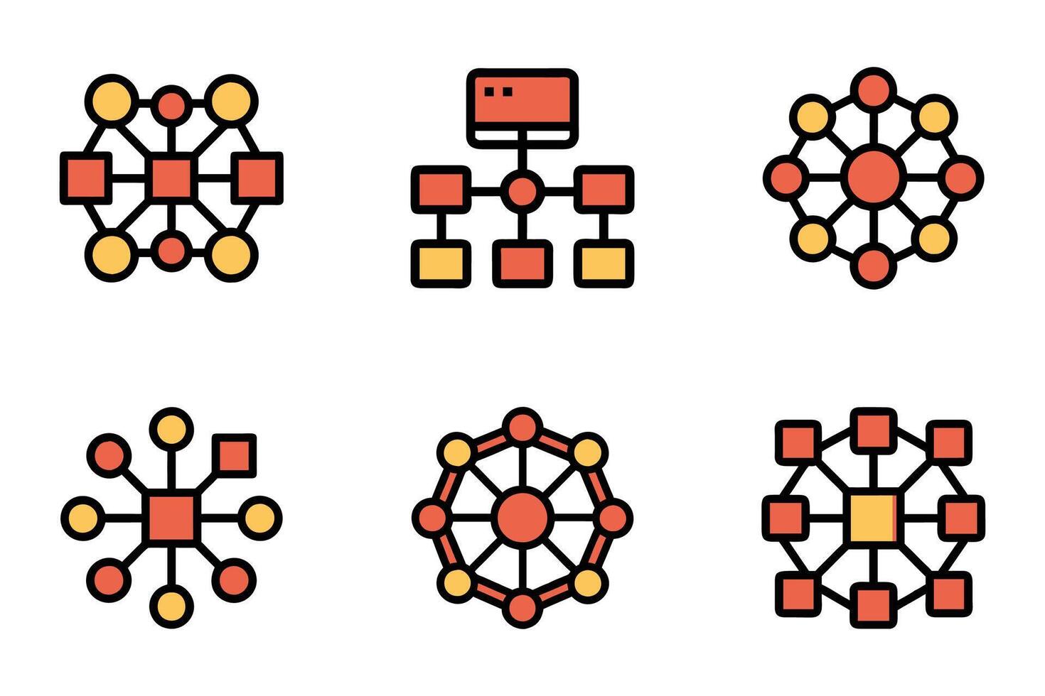 Set of Simple Network Icons Flat Illustrations Art Design vector