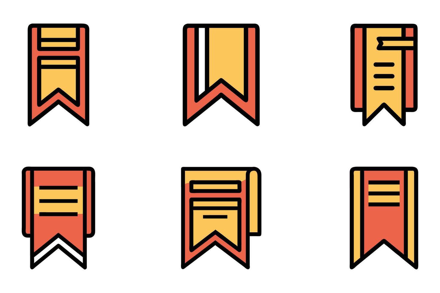 Flat bookmark ribbon illustrations isolated vector