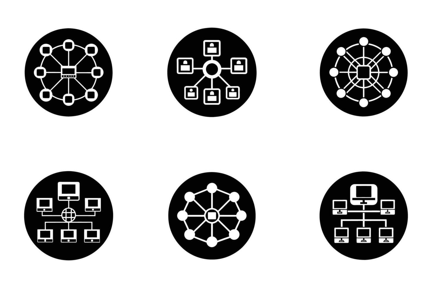 Network Silhouette Icon Pack Isolated vector