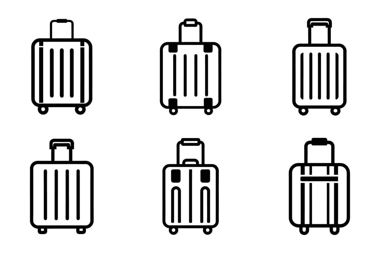 Set of Simple Luggage Icons Flat Line Art Design vector