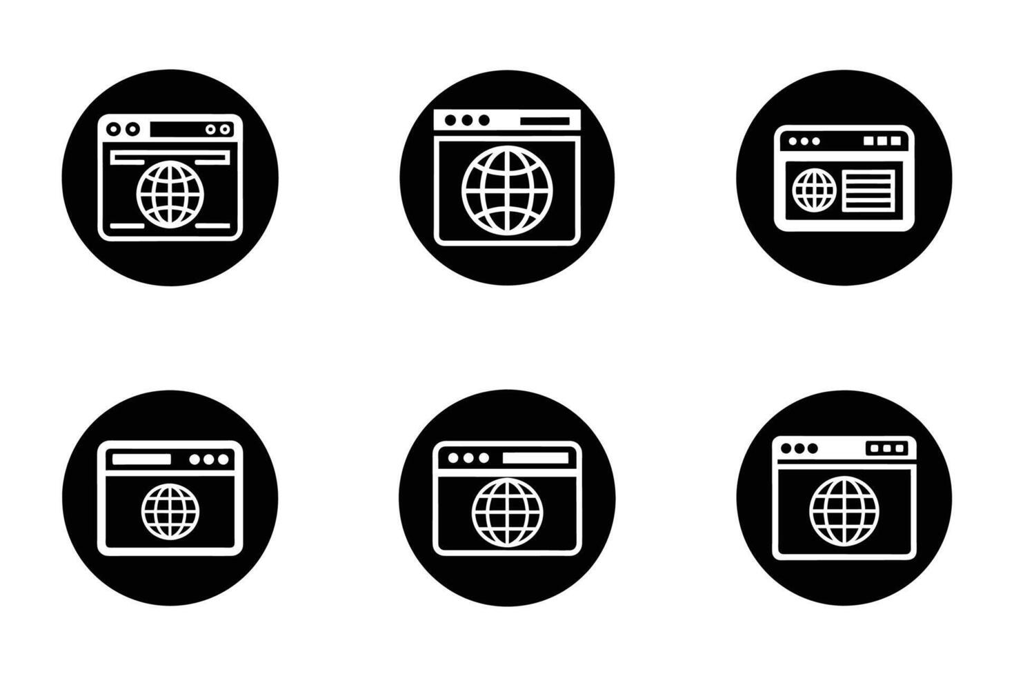 Browser isolated flat style line art silhouette icon set vector