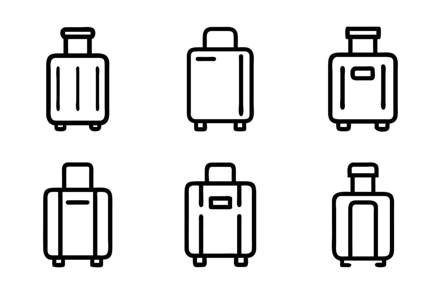 Luggage Icon Set Flat Line Art Illustrations vector