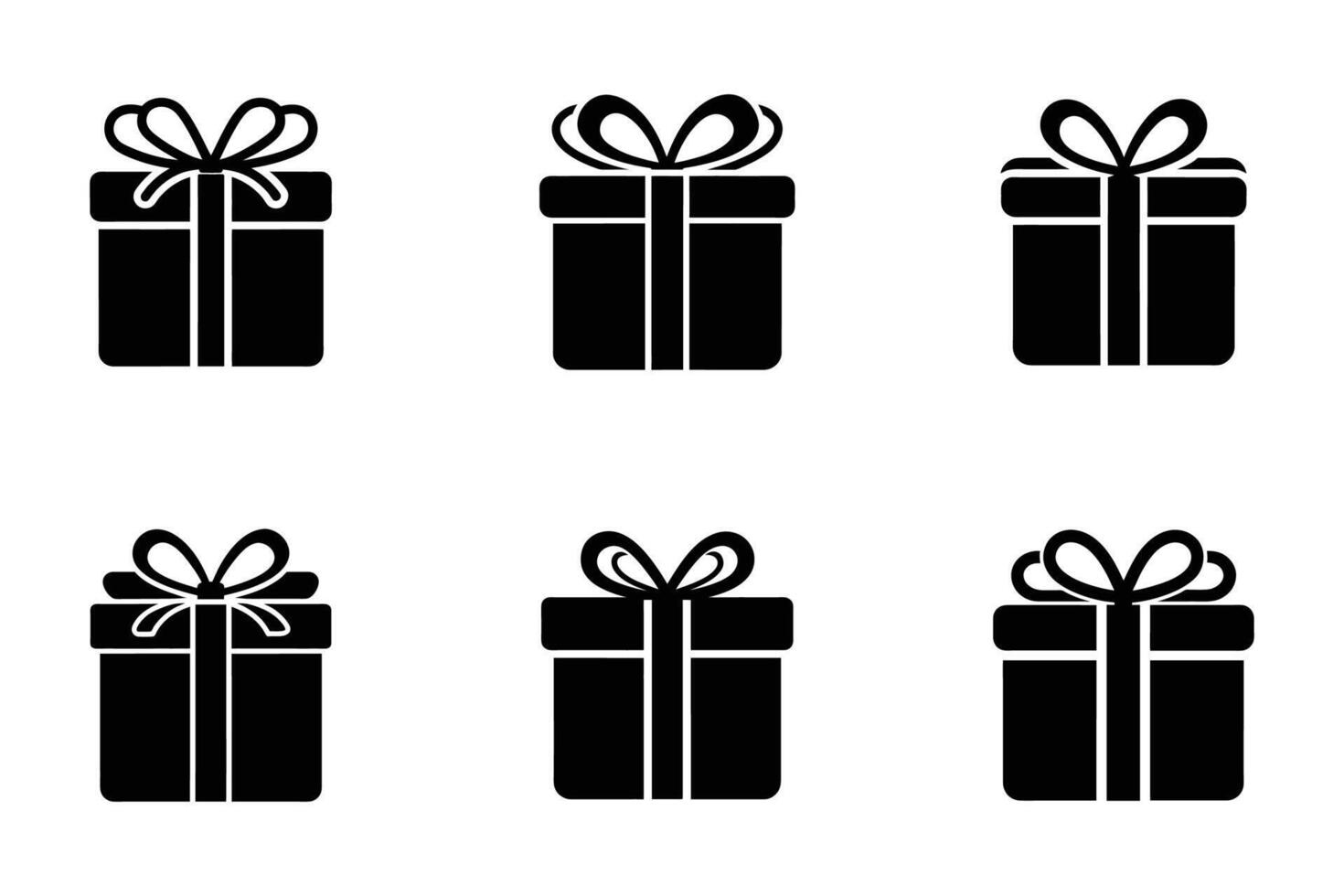 Modern Gift Box Icon Collection Isolated Silhouettes vector