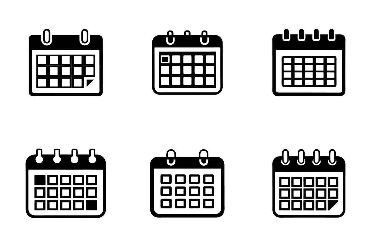 Event calendar isolated line art silhouette icon collection vector