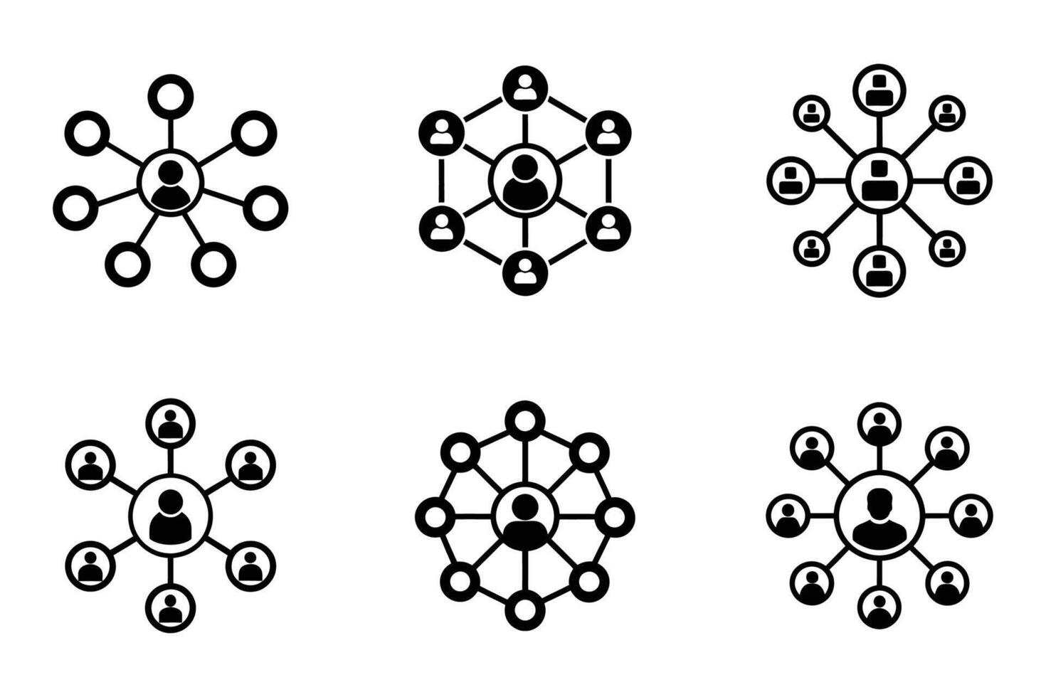 Network Icon Set Flat Line Art Illustrations vector