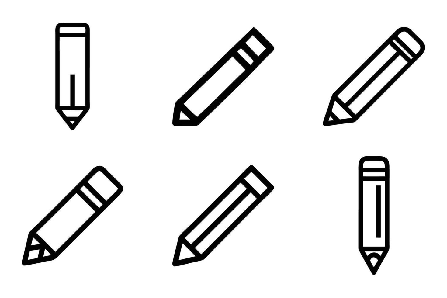 Pencil silhouette icon pack isolated line art vector