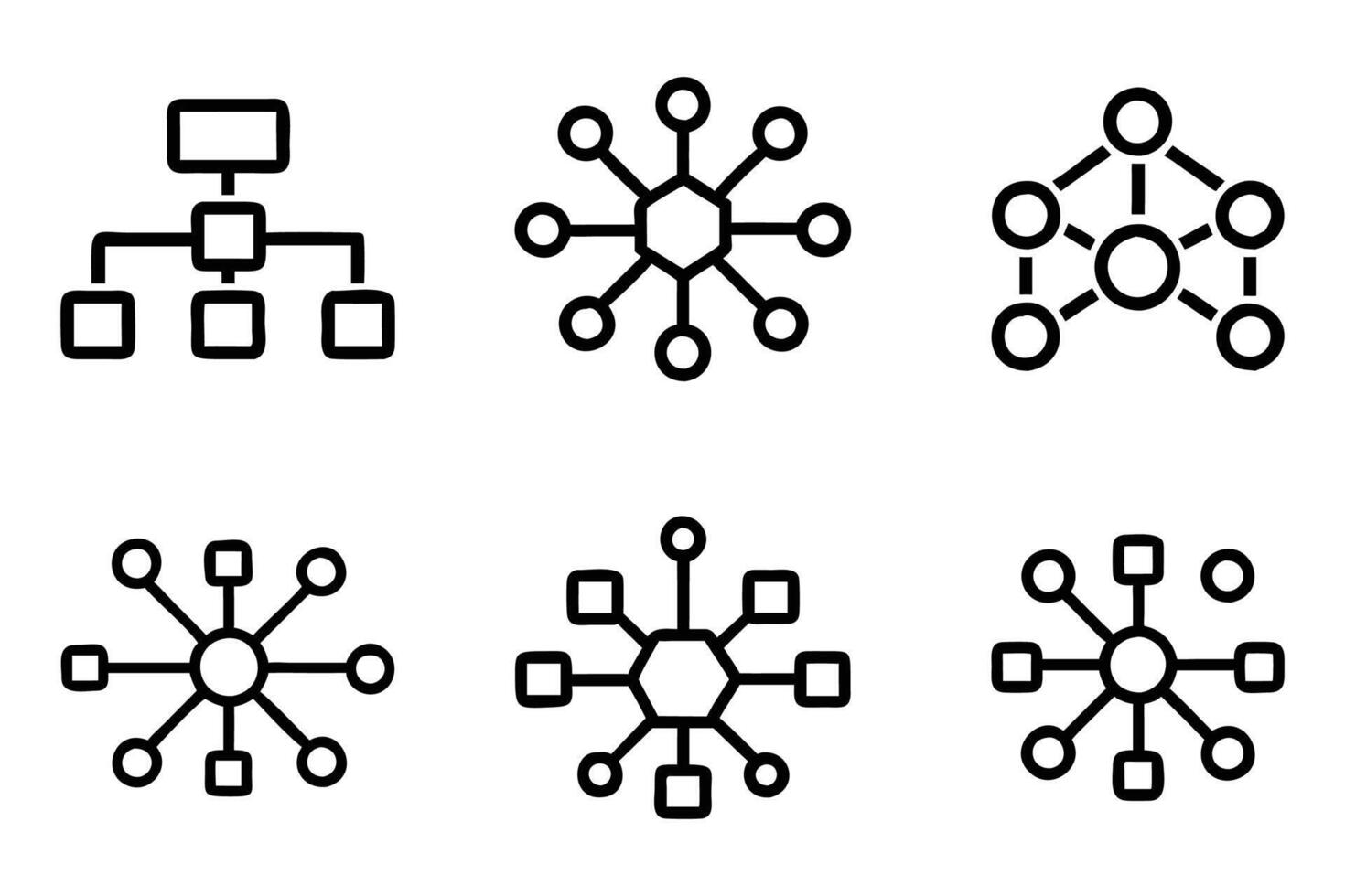Collection of Isolated Network Icons Simple Line Illustrations vector