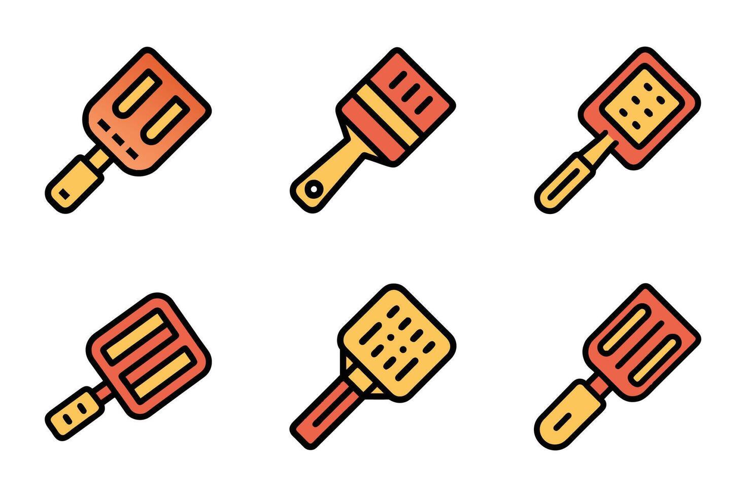 Flat design spatula icons isolated style vector